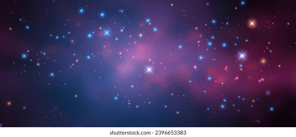 Space vector background with realistic nebula and shining stars. Magic colorful galaxy with stardust