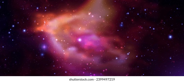 Space vector background with realistic nebula and shining stars. Magic colorful galaxy with stardust