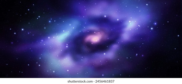 Space vector background with realistic nebula and shining stars. Magic colorful galaxy with stardust
