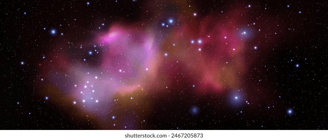 Space vector background with realistic nebula and shining stars. Magic colorful galaxy with stardust