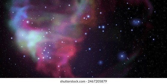 Space vector background with realistic nebula and shining stars. Magic colorful galaxy with stardust