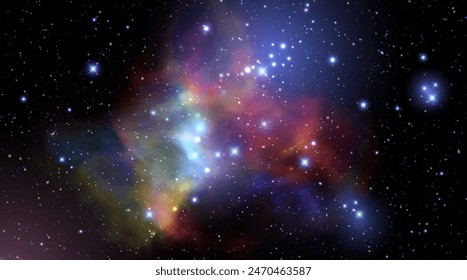 Space vector background with realistic nebula and shining stars. Magic colorful galaxy with stardust