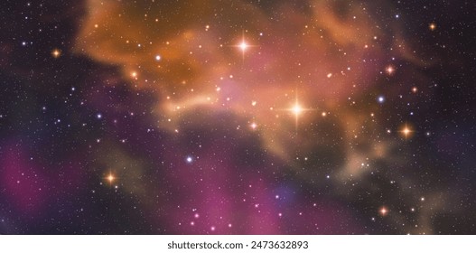 Space vector background with realistic nebula and shining stars. Magic colorful galaxy with stardust