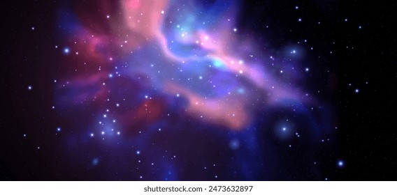Space vector background with realistic nebula and shining stars. Magic colorful galaxy with stardust
