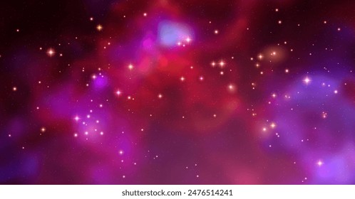 Space vector background with realistic nebula and shining stars. Magic colorful galaxy with stardust