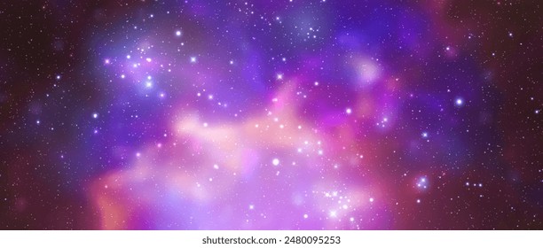 Space vector background with realistic nebula and shining stars. Magic colorful galaxy with stardust