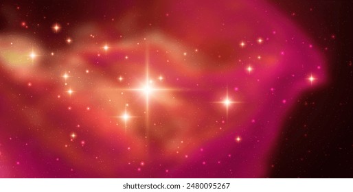 Space vector background with realistic nebula and shining stars. Magic colorful galaxy with stardust