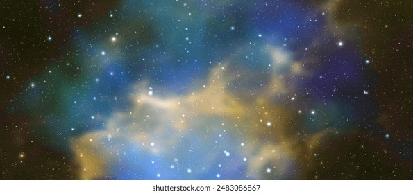 Space vector background with realistic nebula and shining stars. Magic colorful galaxy with stardust