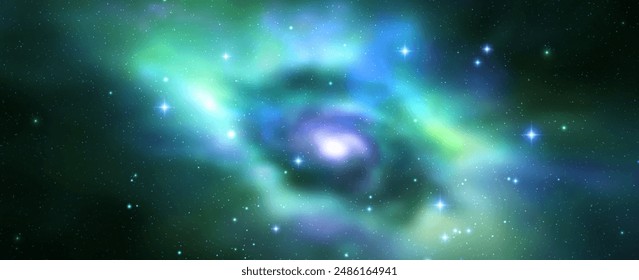 Space vector background with realistic nebula and shining stars. Magic colorful galaxy with stardust