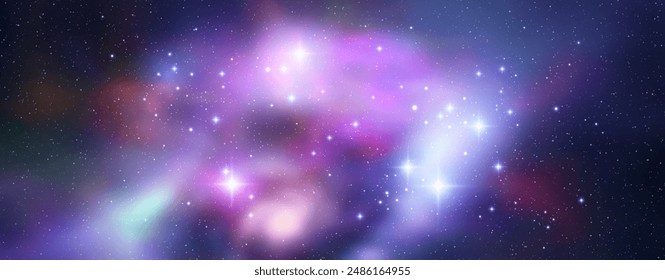 Space vector background with realistic nebula and shining stars. Magic colorful galaxy with stardust