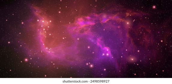 Space vector background with realistic nebula and shining stars. Magic colorful galaxy with stardust