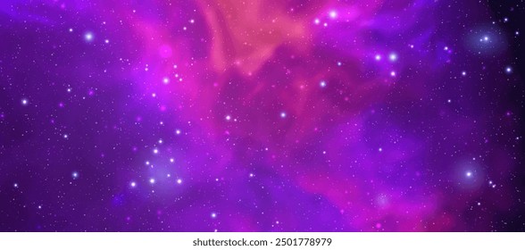 Space vector background with realistic nebula and shining stars. Magic colorful galaxy with stardust