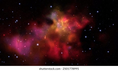 Space vector background with realistic nebula and shining stars. Magic colorful galaxy with stardust