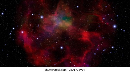Space vector background with realistic nebula and shining stars. Magic colorful galaxy with stardust