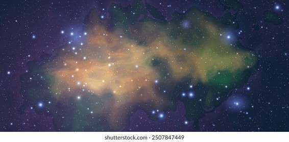 Space vector background with realistic nebula and shining stars. Magic colorful galaxy with stardust