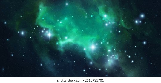 Space vector background with realistic nebula and shining stars. Magic colorful galaxy with stardust