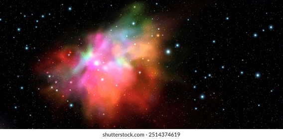 Space vector background with realistic nebula and shining stars. Magic colorful galaxy with stardust