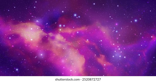 Space vector background with realistic nebula and shining stars. Magic colorful galaxy with stardust