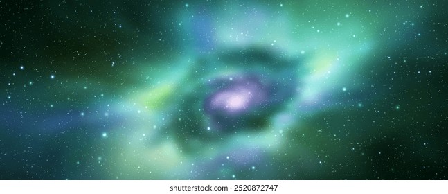 Space vector background with realistic nebula and shining stars. Magic colorful galaxy with stardust