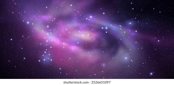 Space vector background with realistic nebula and shining stars. Magic colorful galaxy with stardust