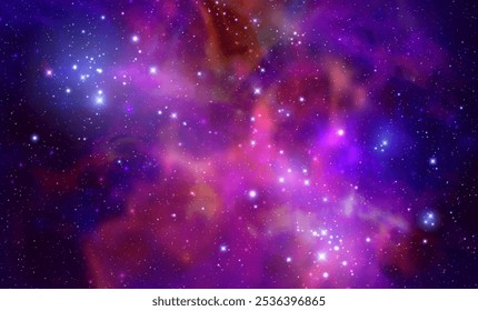 Space vector background with realistic nebula and shining stars. Magic colorful galaxy with stardust