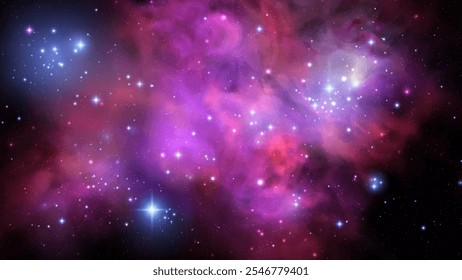 Space vector background with realistic nebula and shining stars. Magic colorful galaxy with stardust