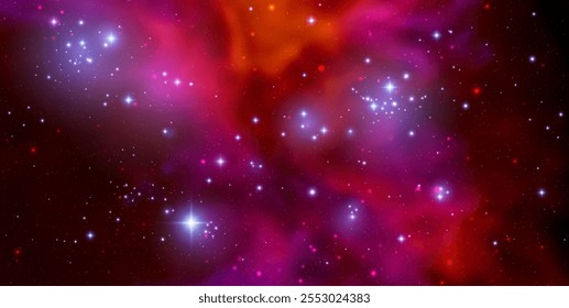 Space vector background with realistic nebula and shining stars. Magic colorful galaxy with stardust