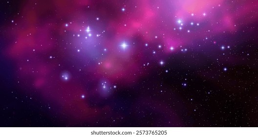 Space vector background with realistic nebula and shining stars. Magic colorful galaxy with stardust