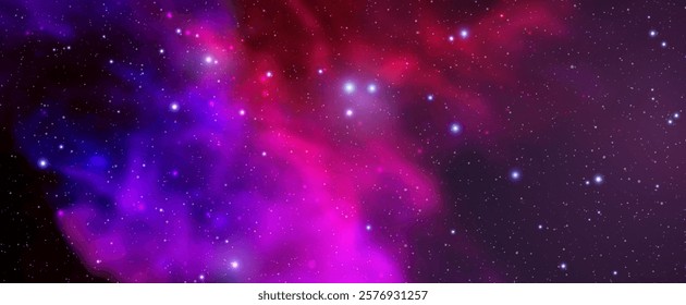 Space vector background with realistic nebula and shining stars. Magic colorful galaxy with stardust