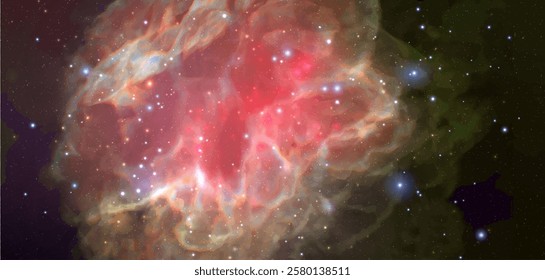 Space vector background with realistic nebula and shining stars. Magic colorful galaxy with stardust