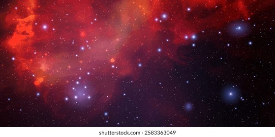 Space vector background with realistic nebula and shining stars. Magic colorful galaxy with stardust