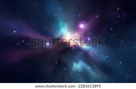 Space vector background with realistic nebula and shining stars. Magic colorful galaxy with stardust