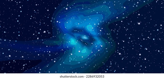 Space vector background with realistic spiral galaxy and shining stars