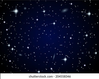 Space vector background. Starfield with nebula and galaxies.