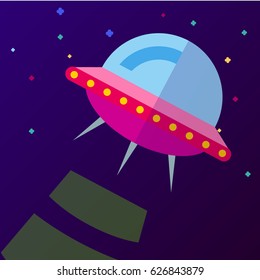 Space vector banners with flat ufo rocket, spacecraft ufo illustration