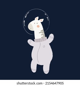 space vector clipart with cute animals, childish illustration