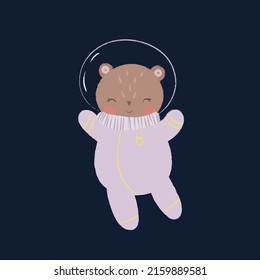 space vector clipart with cute animals, childish illustration