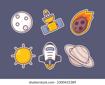 space vector collection with different objects, illustration stickers, icon