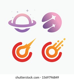 Space vector design templete. Comet logo. Galaxy. Set logo - vector