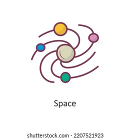 Space Vector Filled outline Icon Design illustration. Space Symbol on White background EPS 10 File
