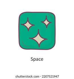 Ilustración de diseño de iconos de contorno de vector de espacio. Símbolo de espacio en el archivo EPS 10 de fondo blanco