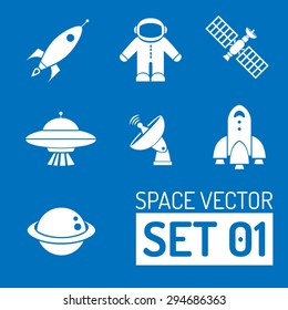 Space vector icons set