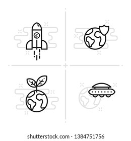Space vector icons set EPS 10 - space, earth, ufo, aliens, rocket, spaceship, world environment day, astronomy, universe, planet.