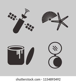 space vector icons set. with paint can, shell starfish, pocket mirror and satellite in set