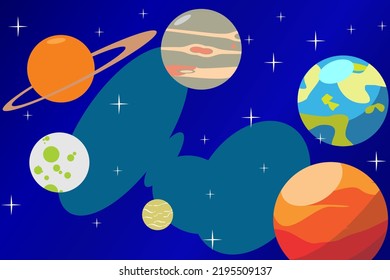  Space vector illustration. Flat planetary