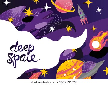 Space vector illustration. Space Galaxy n print could be used for textile,  yoga mat, phone case, t-shirt, etc