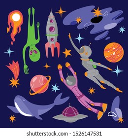 Space vector illustration. Space Galaxy set could be used for textile,  yoga mat, phone case, t-shirt, etc