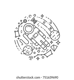 Space vector illustration outline style