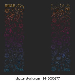 Space vector illustration. Science, technology pattern. Rocket and spaceships.
