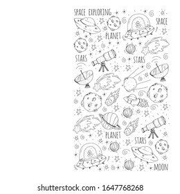 Space vector illustration. Science, technology pattern. Rocket and spaceships.